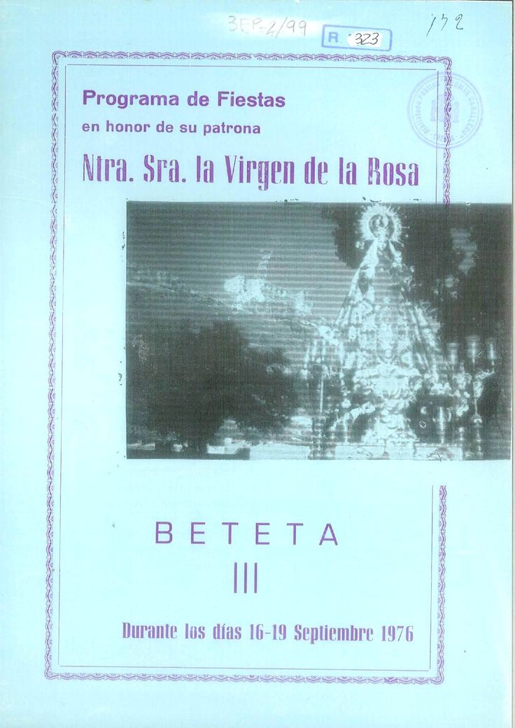Fiestas patronales en honor a Nuestra Señora de la Rosa 1976 Beteta